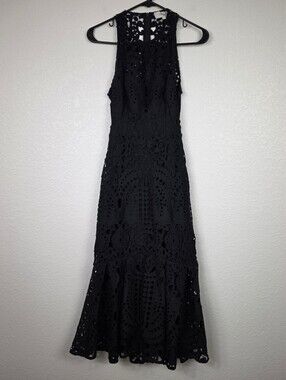 $750 Lover Harmony Cut Out Black Goth Size 2 Midi Dress